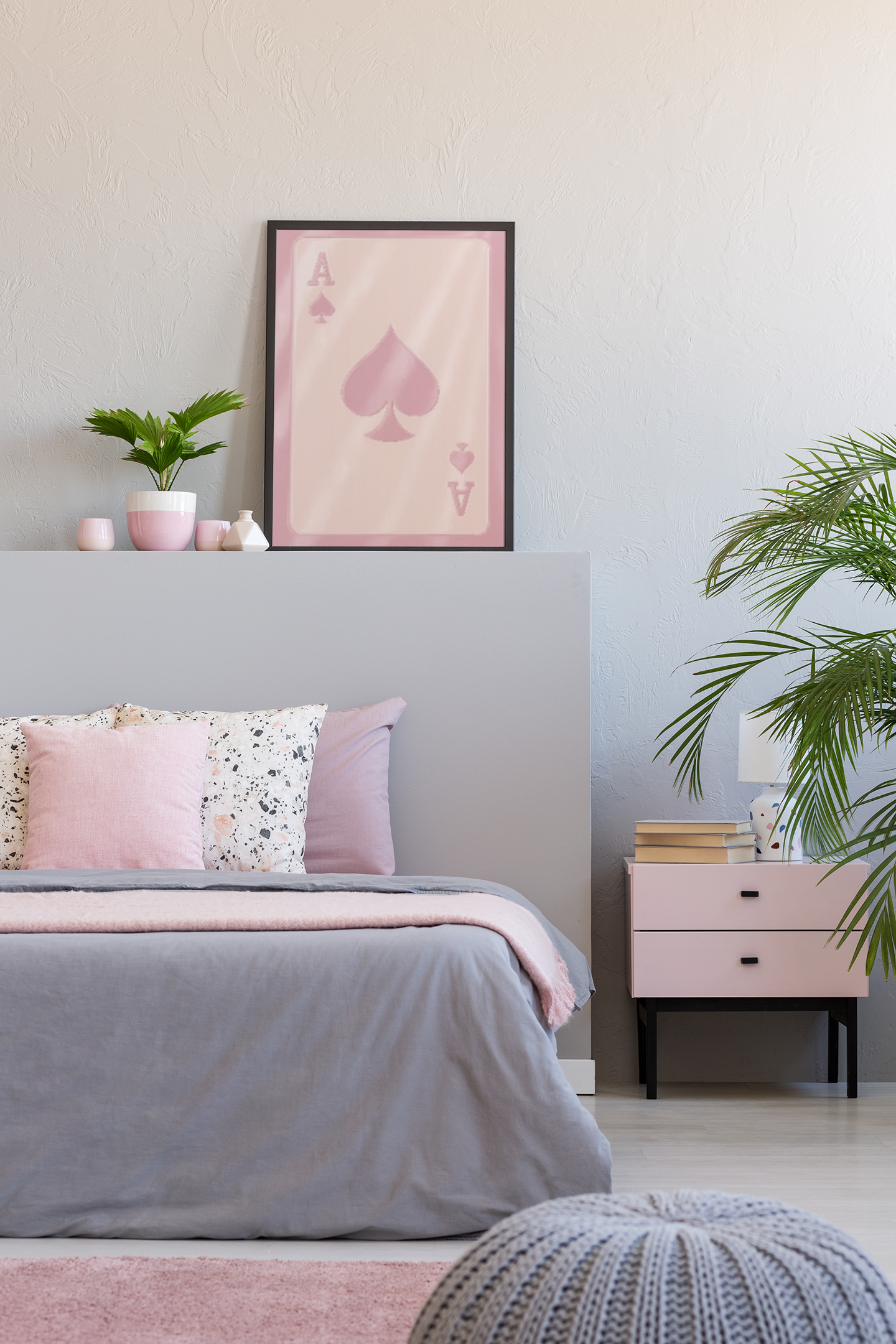 Glossy Pink Ace of Spades Aesthetic Wall Art Print