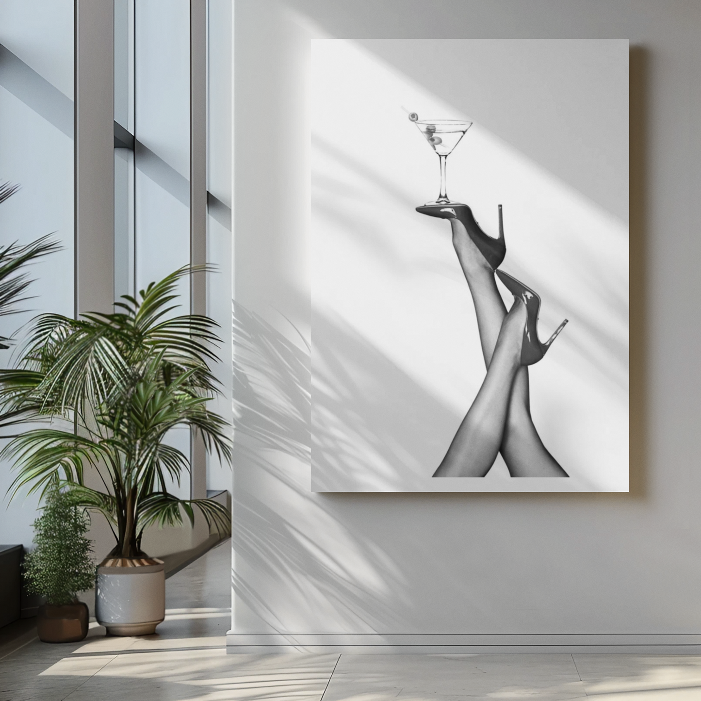 Martini & Heels – Glamorous Black & White Fashion Wall Art