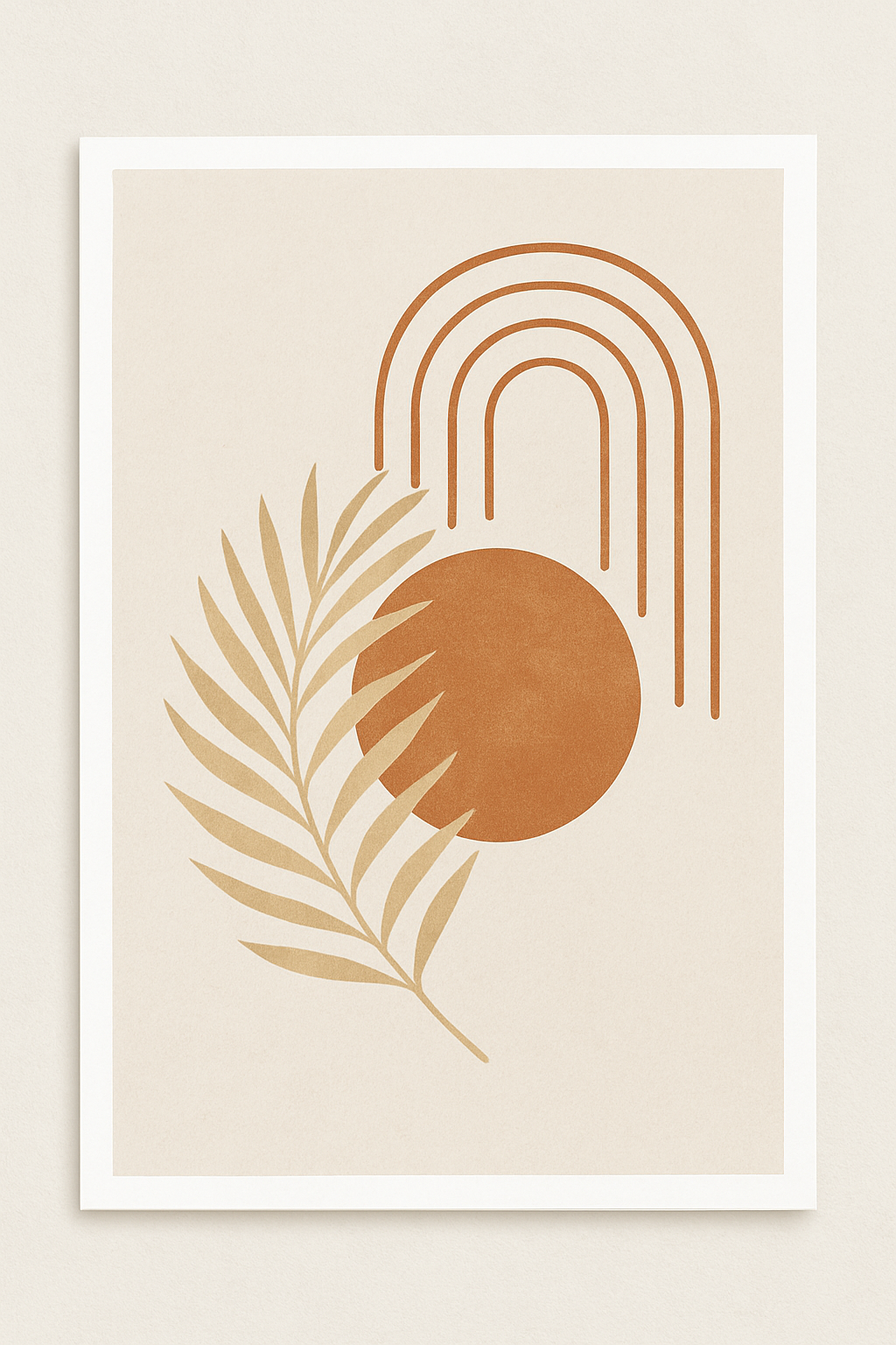 Boho Printable Wall Art – Terracotta Sun & Leaf Design
