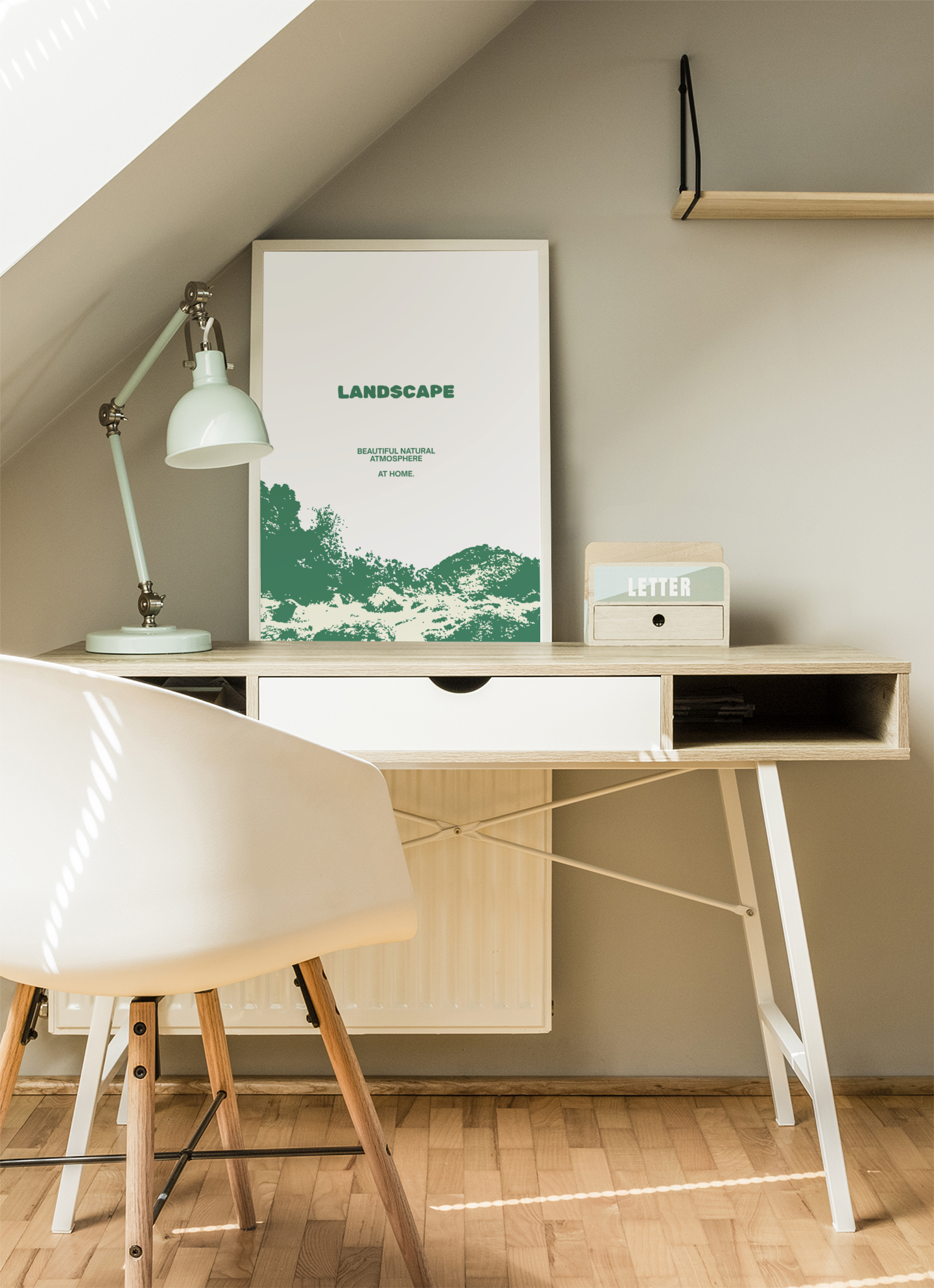 Minimal Green Landscape Print – Tranquil Nature Digital Poster